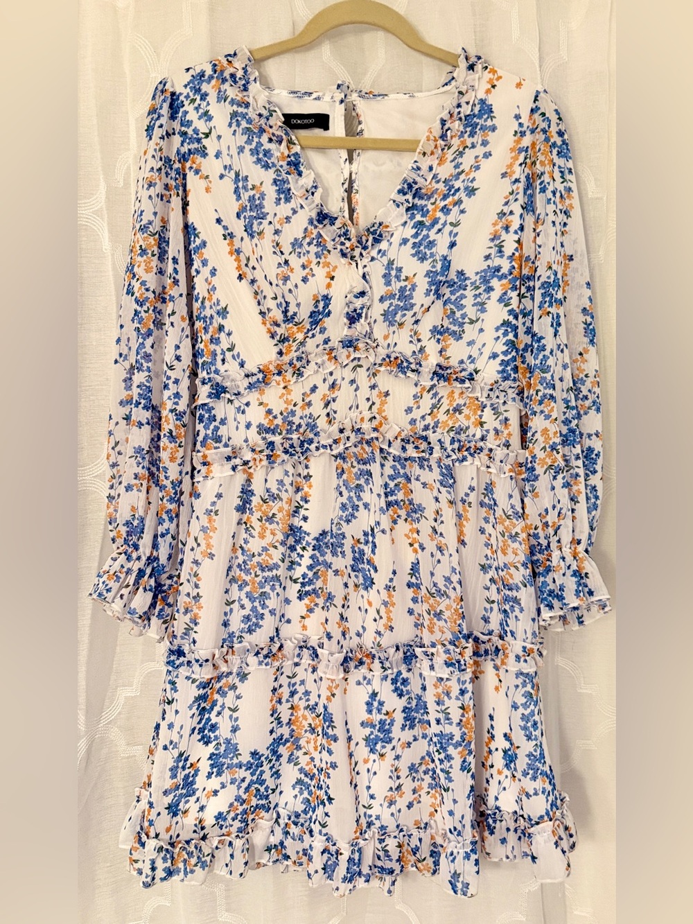Dokotoo Floral Ruffle Mini Dress Size Medium